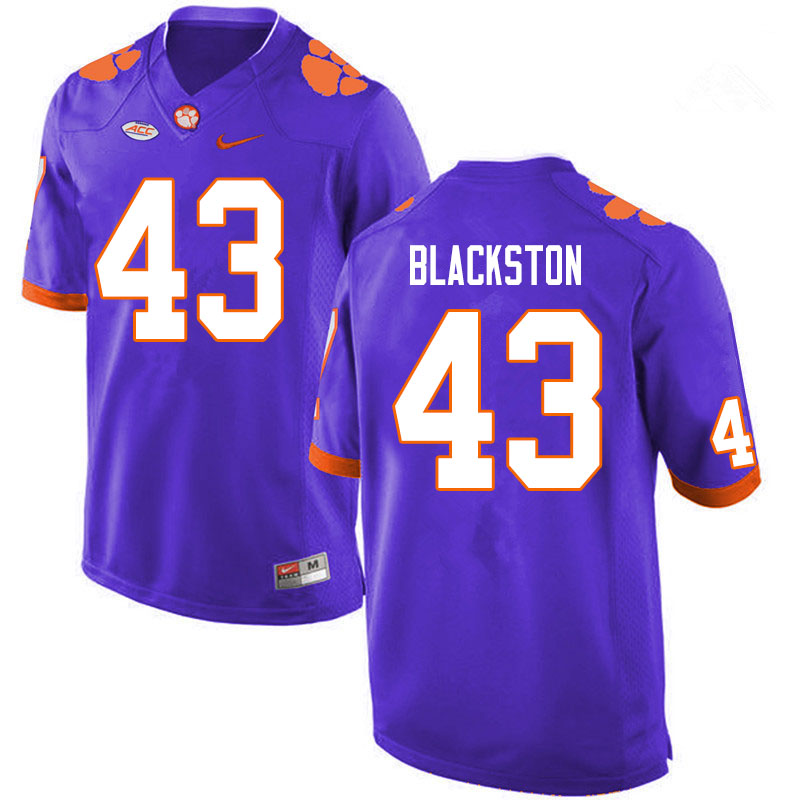Men #43 Will Blackston Clemson Tigers College Football Jerseys Sale-Purple